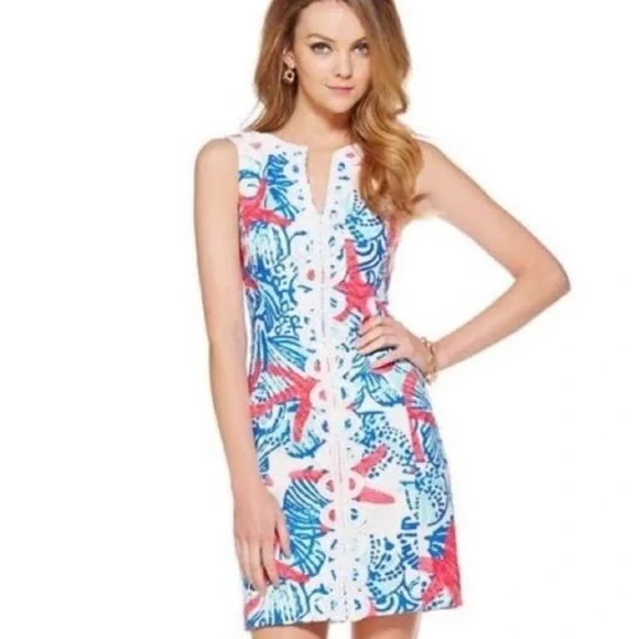 Lilly Pulitzer Size 0 She Shells Janice Shift Dress w/Lace Excellent Condition - Picture 6 of 16